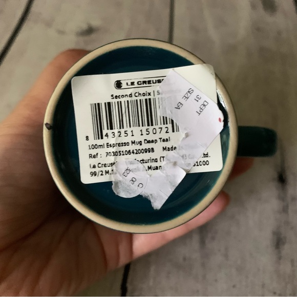 New Le Creuset Second Choix Espresso Cups Mugs - 100 ml 3.5 oz In Deep Teal - Picture 3 of 3